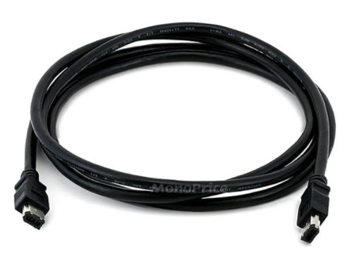 Monoprice | IEEE-1394 FireWire i.LINK DV Cable 6P-6P M/M, 6ft, Black
