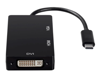 Monoprice USB Type-C to 4K HDMI, Single Link DVI, and VGA Passive Adapter, Black