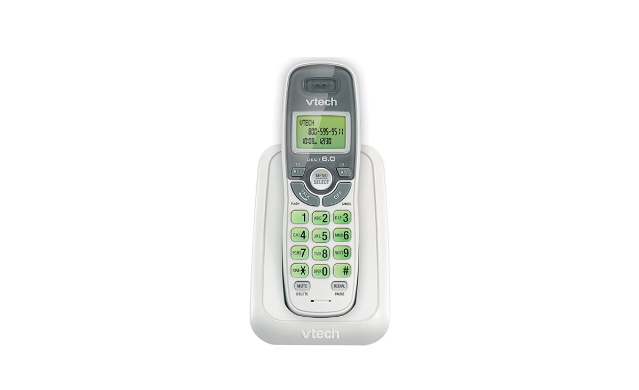 Vtech | CS6114 Cordless Phone with Caller ID, Call Waiting, White, Black, 1 Handset