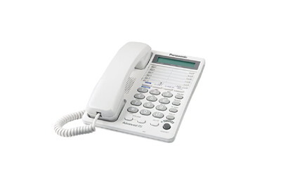 Panasonic | 2-Line Integrated Corded Telephone with Speakerphone, Clock KX-TS208W