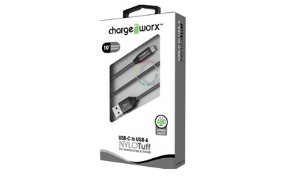 Chargeworx | 10ft USB-C to USB-A NYLOTuff Cable, Black