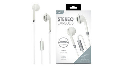 Coby | Stereo Earbuds, White/Silver