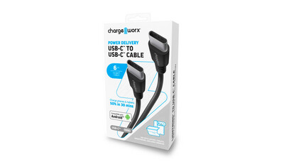 Chargeworx | 6 FT USB-C To USB-C Cable with Fast Charging Power Delivery