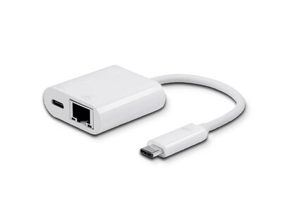 Monoprice | USB-C to Gigabit Ethernet + USB-C Dual Port Adapter PID: 15246