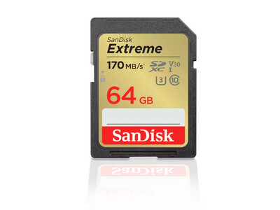 Sandisk | 64GB Extreme SDXC Memory Card UHS-I C10, U3, V30, 4K UHD
