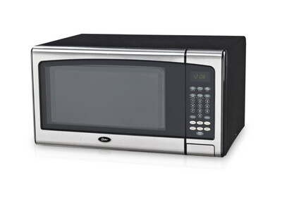 Oster | 1.1 Cu-Ft Microwave Oven 1000W Black with Stainless Steel Door Trim