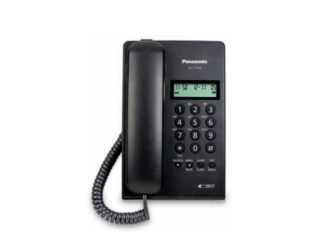 Panasonic | KX-TS7703 Corded Desk Phone​ (White or Black), Colour:: Black