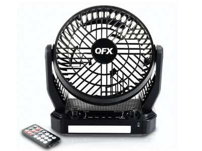 QFX | R-43 Solar Rechargeable Bluetooth Radio, Fan and LED Light