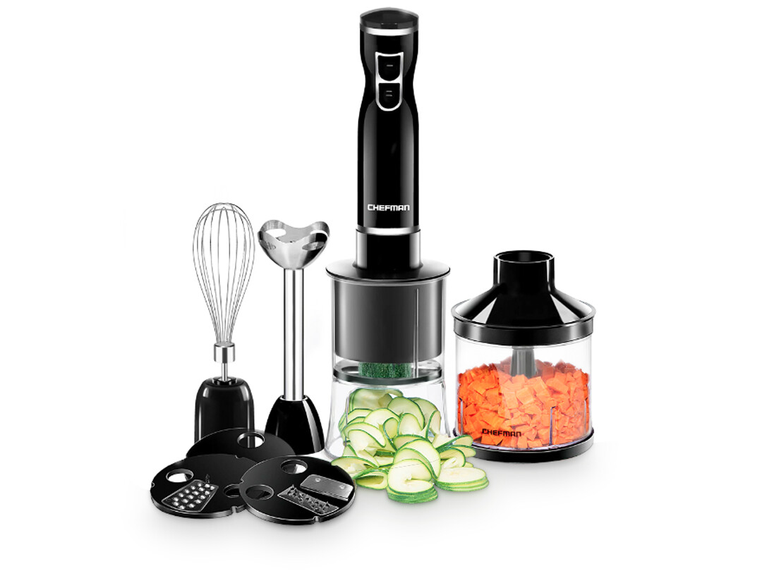 Chefman | 6 in 1 Electric Spiralizer &amp; Immersion Blender Food Prep Combo Kit