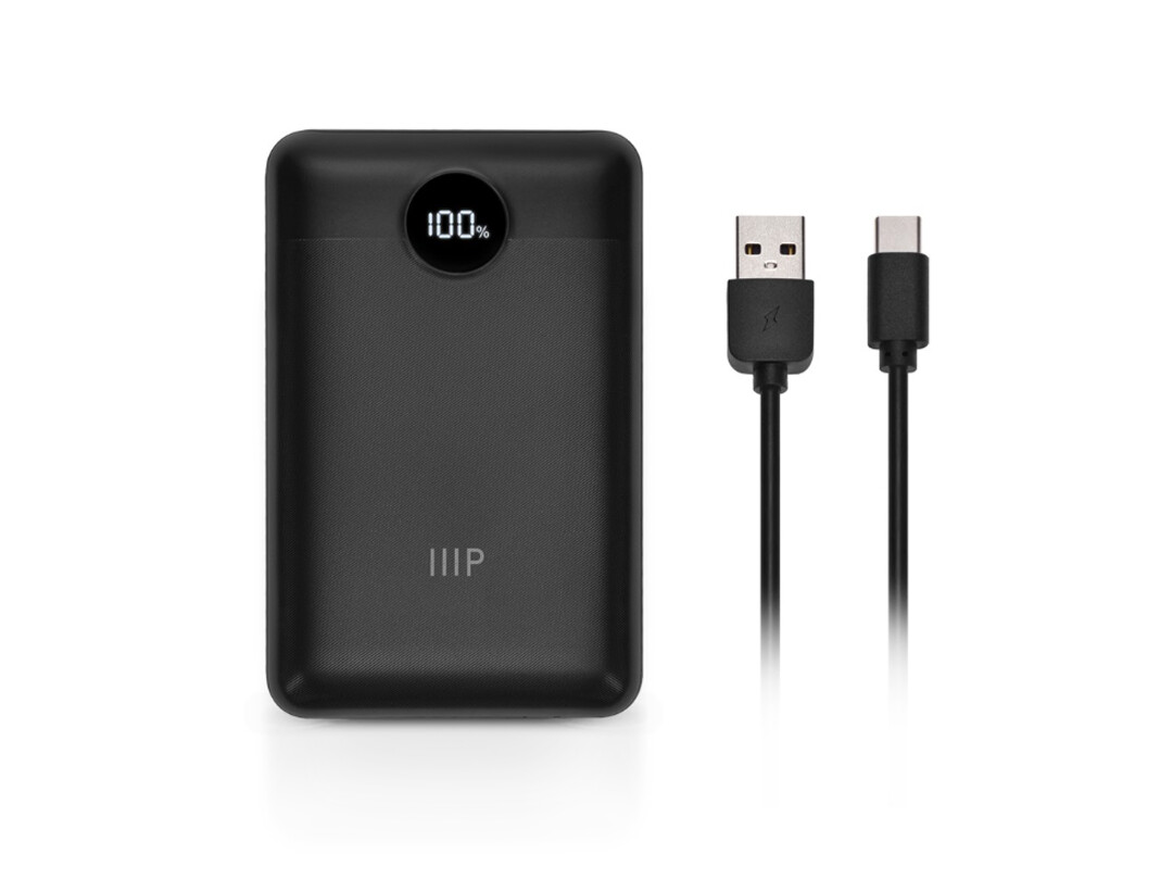 Monoprice | Compact 10000mAh Power Bank with PD 20W and QC 3.0 Fast Charging, P/N: 44369