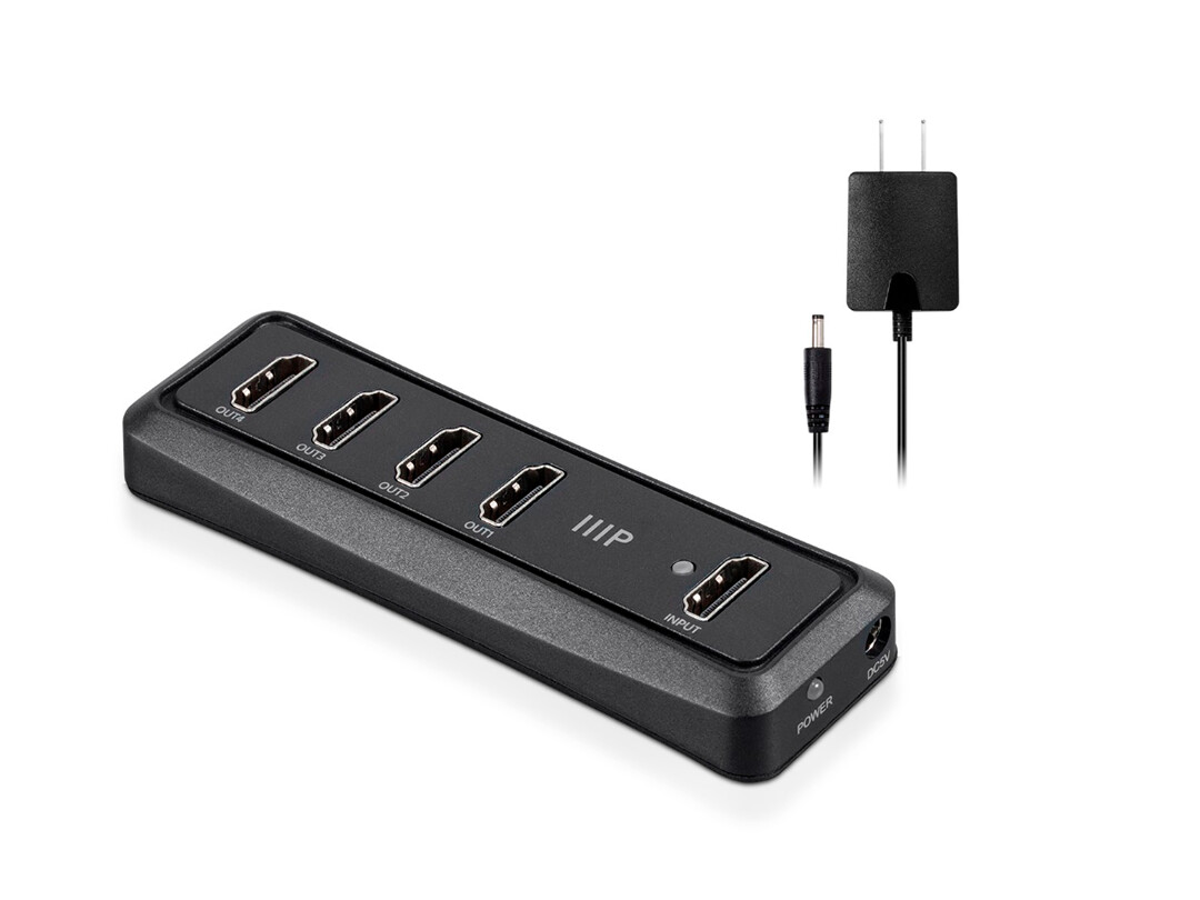 Monoprice | 4K Mini 1x4 HDMI Splitter P/N: 18785