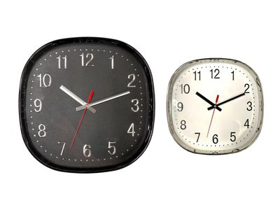 Harko | 11&quot; Round Square Wall Clock, Black or Silver