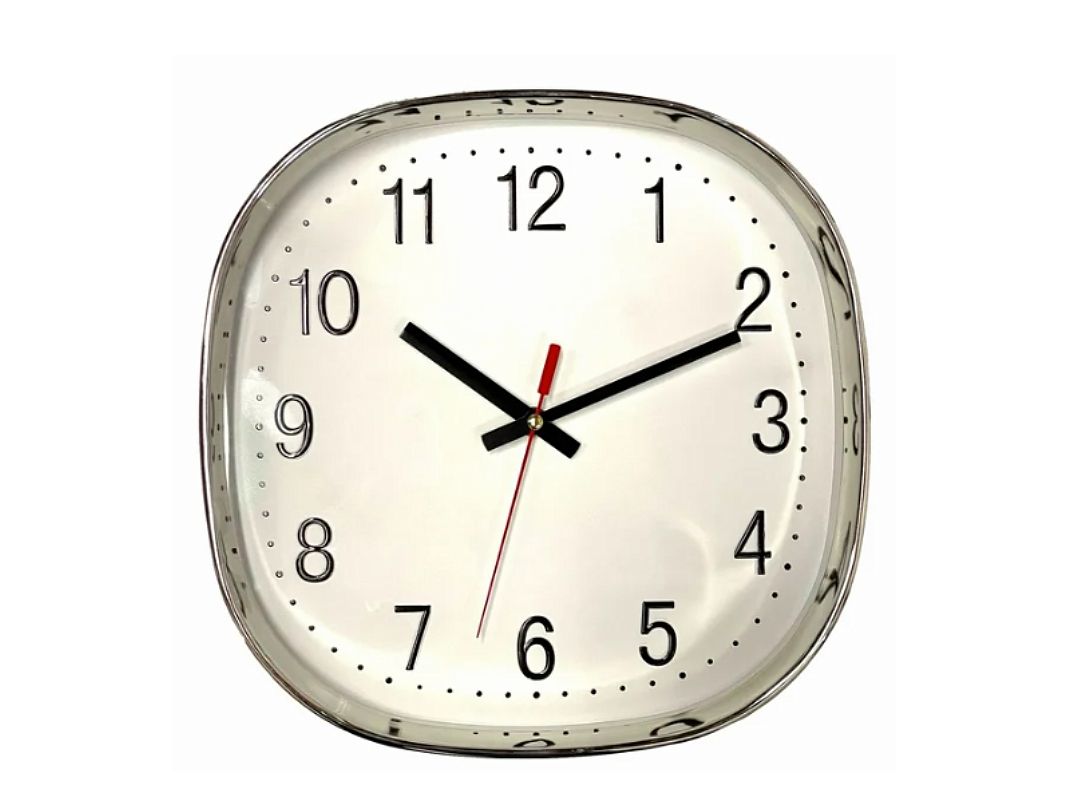 Harko | 11&quot; Round Square Wall Clock, Black or Silver, Colour: Silver