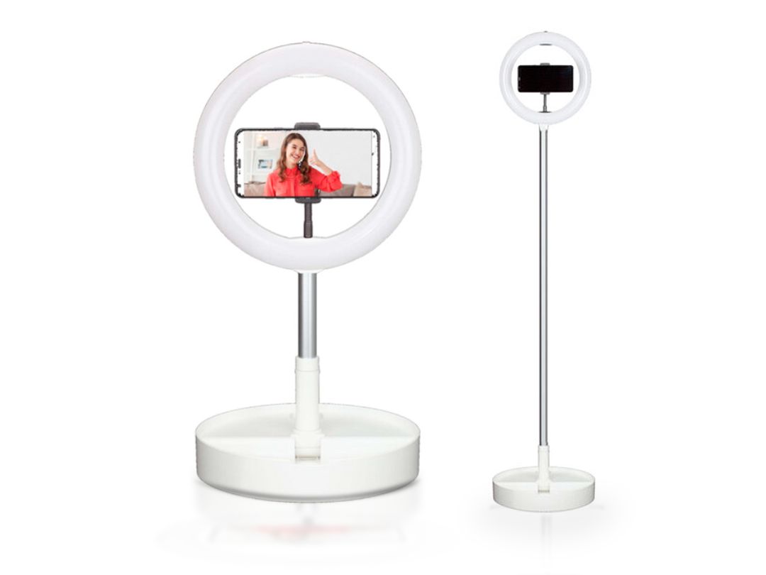 Sunpak | VGC-LED128-10RW Compact Folding Vlogging Kit LED Ring Light with Bluetooth Remote