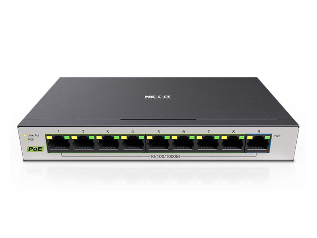 Nexxt | VertexV900P 9-Port Power Over Ethernet (POE) Gigabit Switch, 65W Max