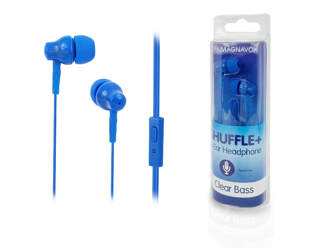 Magnavox | MHP4851 Stereo Earphones with Microphone Blue, Black or White, Colour: Blue