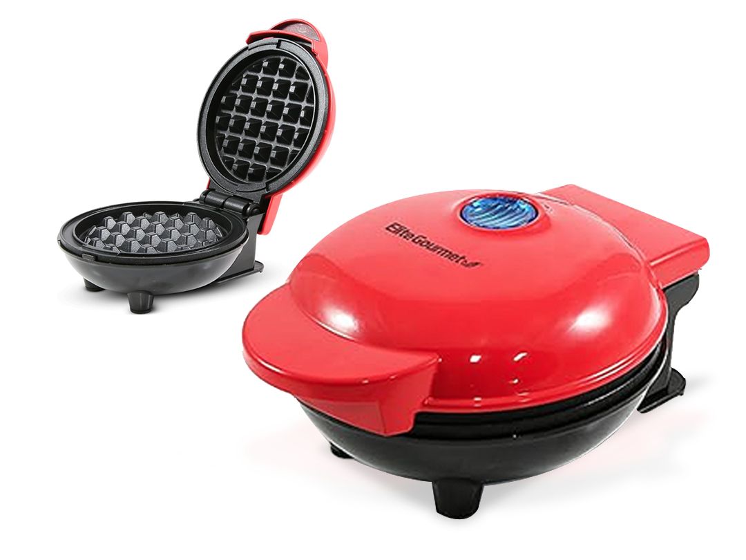 Elite Gourmet | EWM015R 4.5" Mini Waffle Maker
