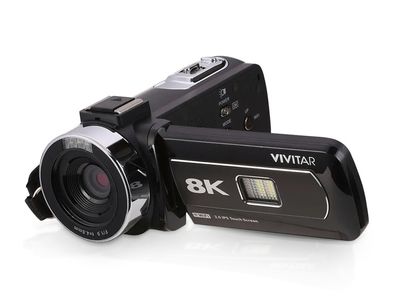 Vivitar | 8K HD Video Camera with WiFi, Night Vision, 3&quot; Display and Microphone Jack DVR8K-BLK