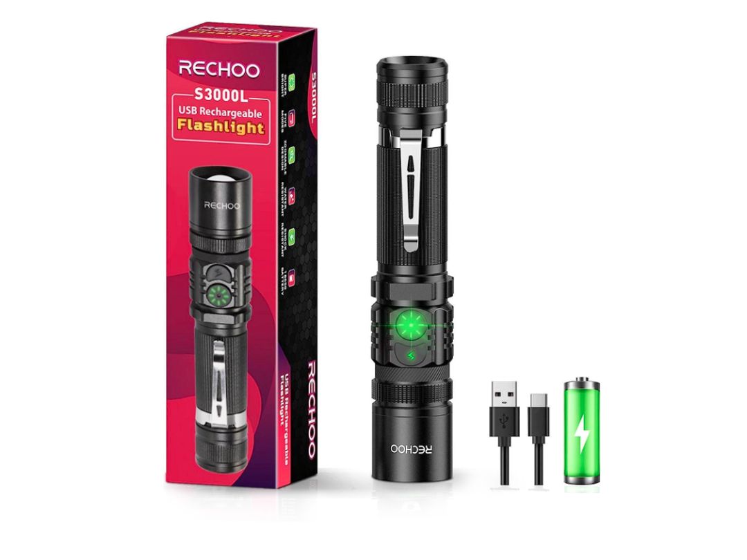 Rechoo | S3000L USB Rechargeable LED Tactical Flashlight