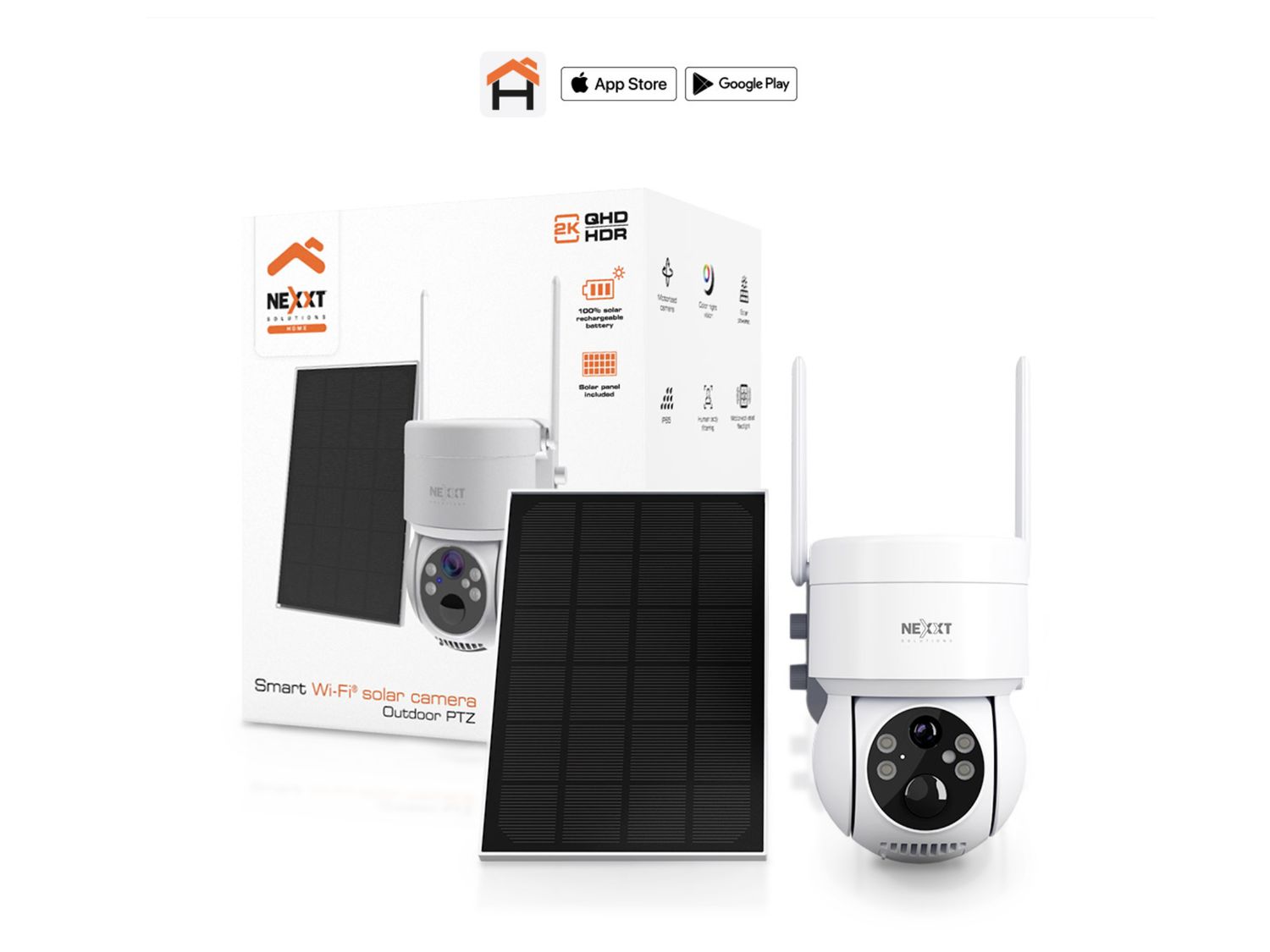 NEXXT | Smart Wi-Fi Solar 2K PTZ Camera NHC-OP20S