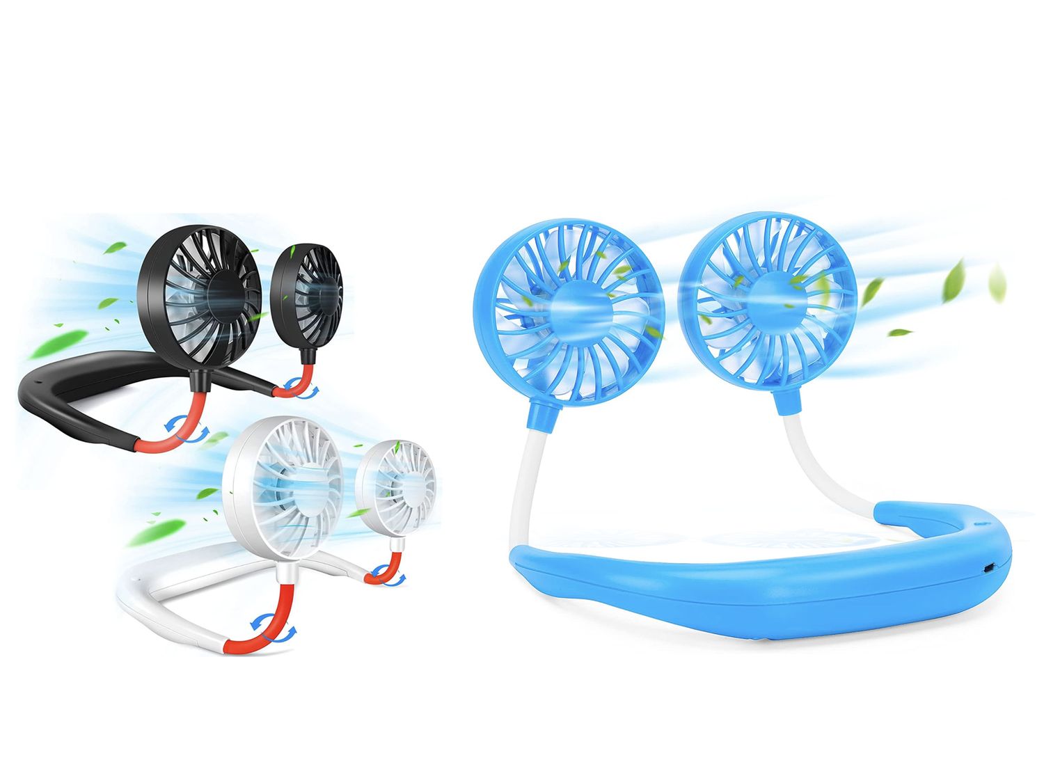 Wearable Sports Fan, Blue, Black or White