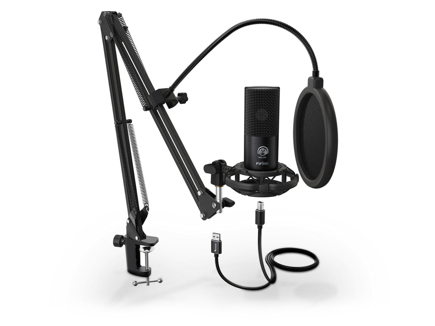 Fifine | T669 USB Streaming/Podcasting Microphone bundled with Arm Stand and Shock Mount