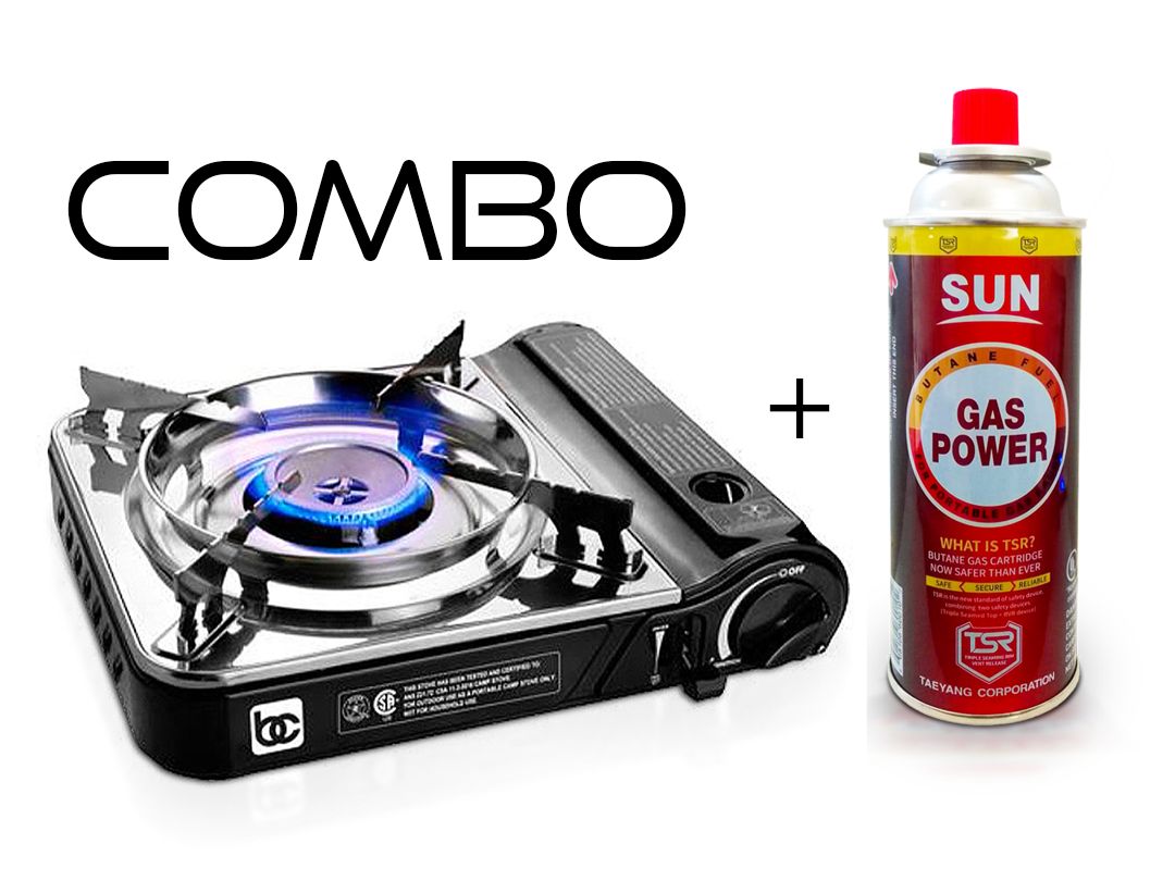 Essential Duo | Bene Casa BC-99473 Butane Portable Single Burner Stove | SUN GAS POWER Butane Gas Cartridge