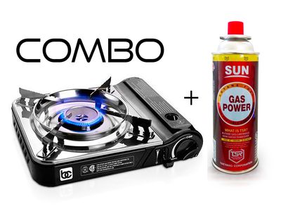 Essential Duo | Bene Casa BC-99473 Butane Portable Single Burner Stove | SUN GAS POWER Butane Gas Cartridge