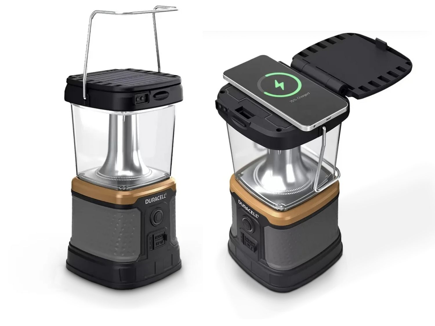 Duracell | 3000 Lumens Tri-Power Rechargeable Solar Lantern with Wireless Charging