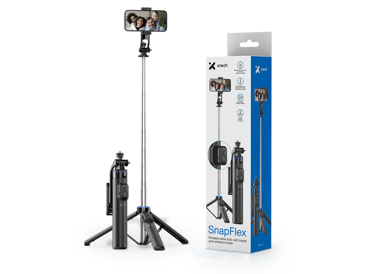 Xtech | SnapFlex Selfie Stick with Tripod and Wireless Shutter XSS-211