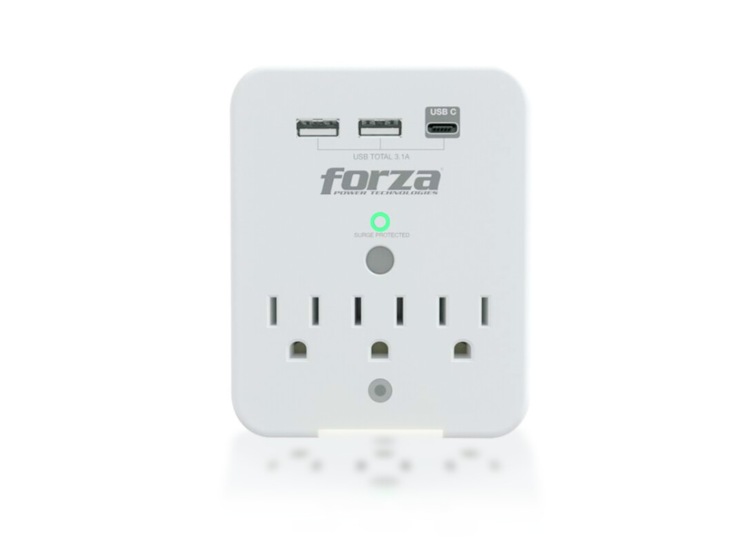 FORZA | 3 Outlet Wall Tap w/ 2 USB-A + USB-C Ports FWT-331USBC
