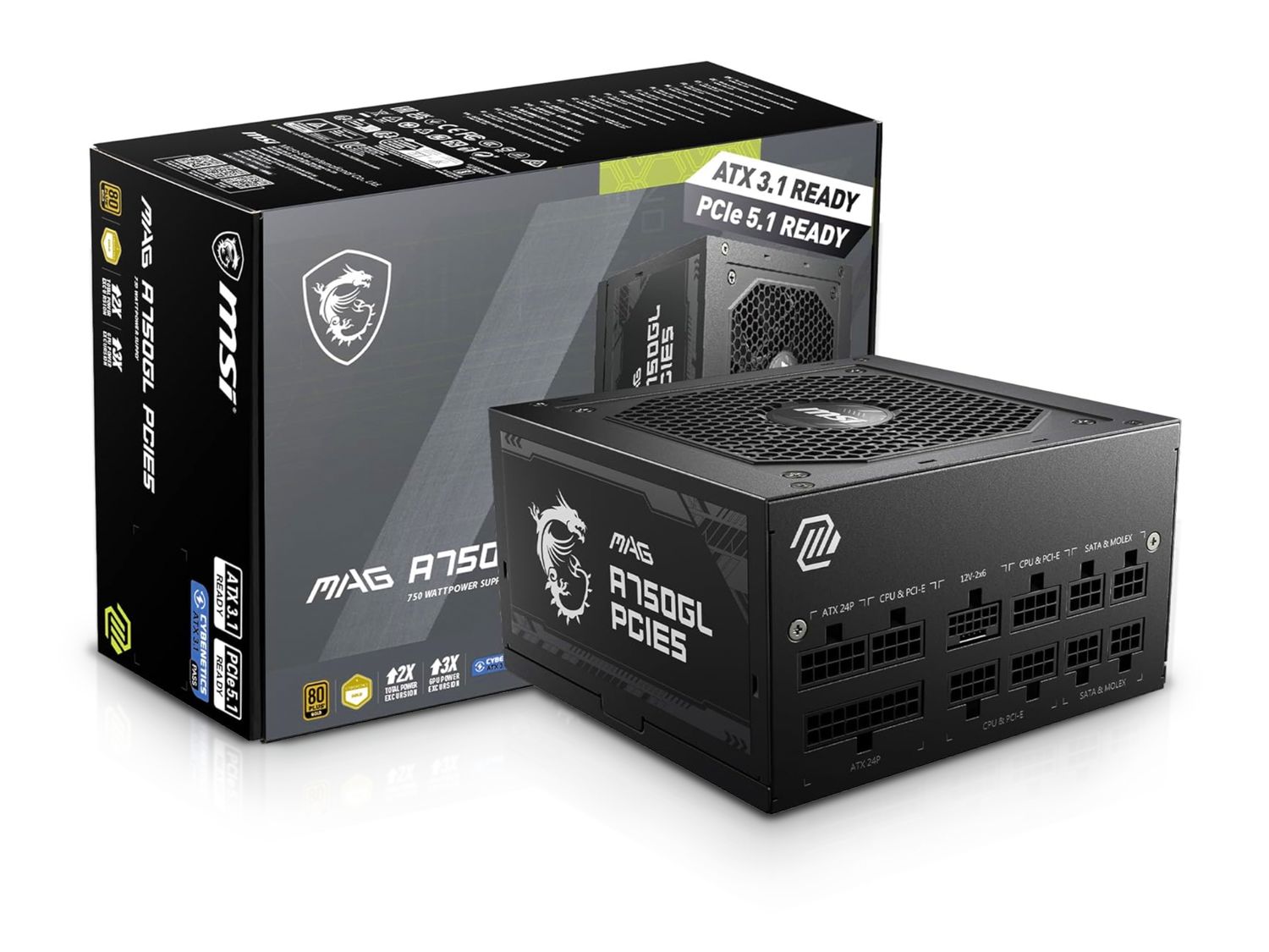 MSI | MAG A750GLS PCIE5 80 Plus Gold 750W Power Supply