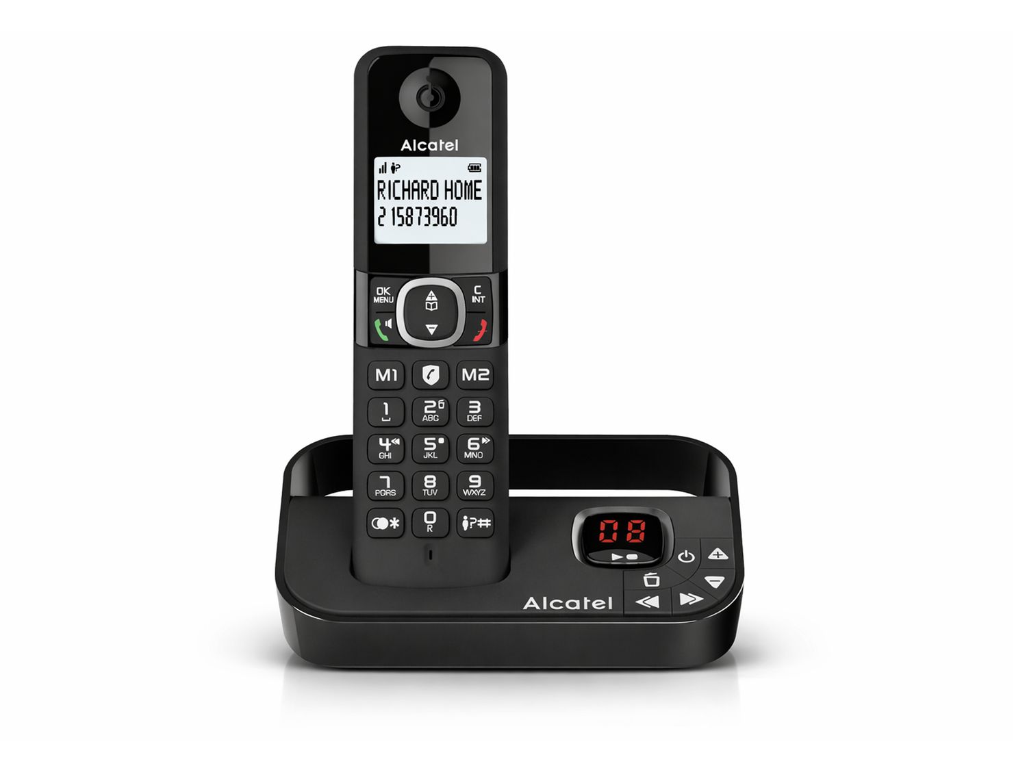 Alcatel | F860 Cordless Phone with Answering Machine, Black