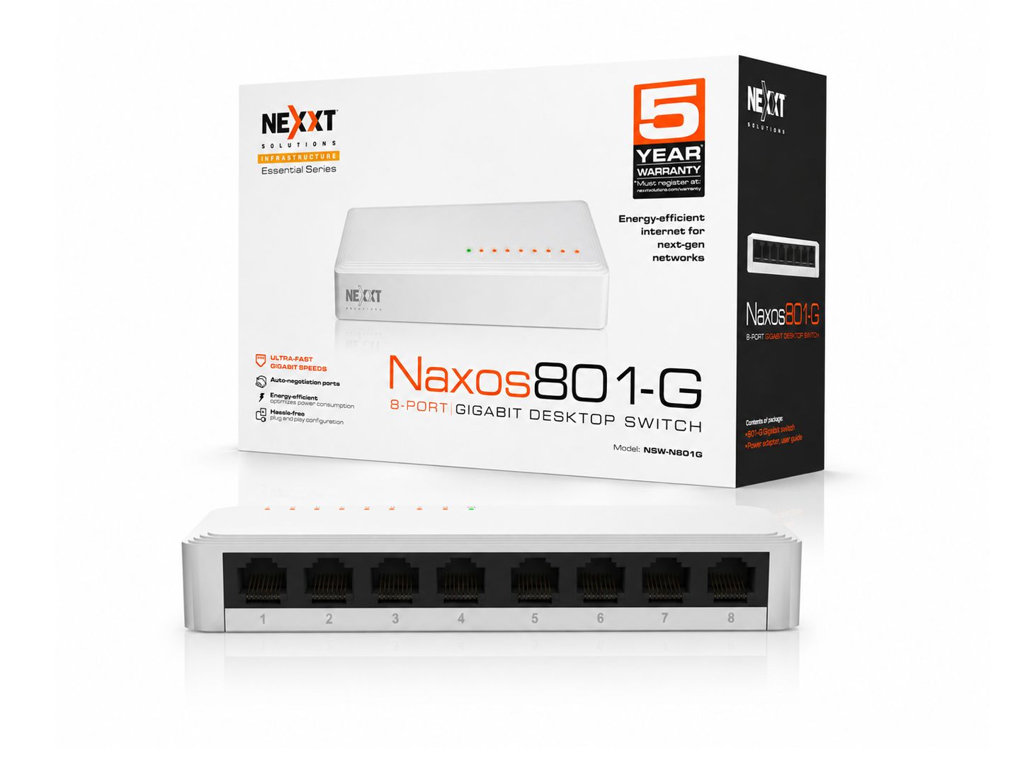 NEXXT | Naxos801-G 8-Port Gigabit Ethernet Switch