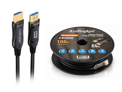 AUDIOPIPE | 100Ft 8K Active Optical Fibre HDMI Cable HDO-3D21R100-8K