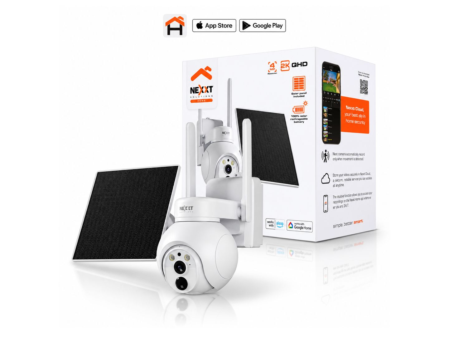 NEXXT | Smart 4G LTE Solar PTZ 2K Camera  NHC-OP40SL