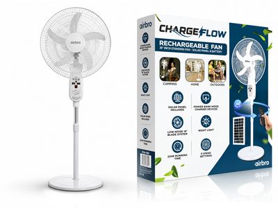 AIRBRO | FSA-180 18" 9-Speed Rechargeable Floor Standing Fan with Solar Charging