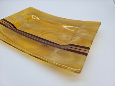 Amber Streaky Large Tray with Red and Black accents 19120