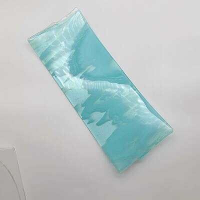Turquoise and White streaky long tray 19127