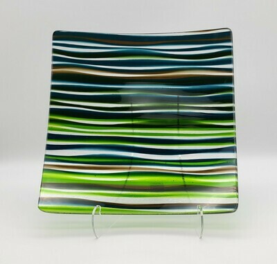 Waves of Vibrant Colors Fused Glass Tray 18125
