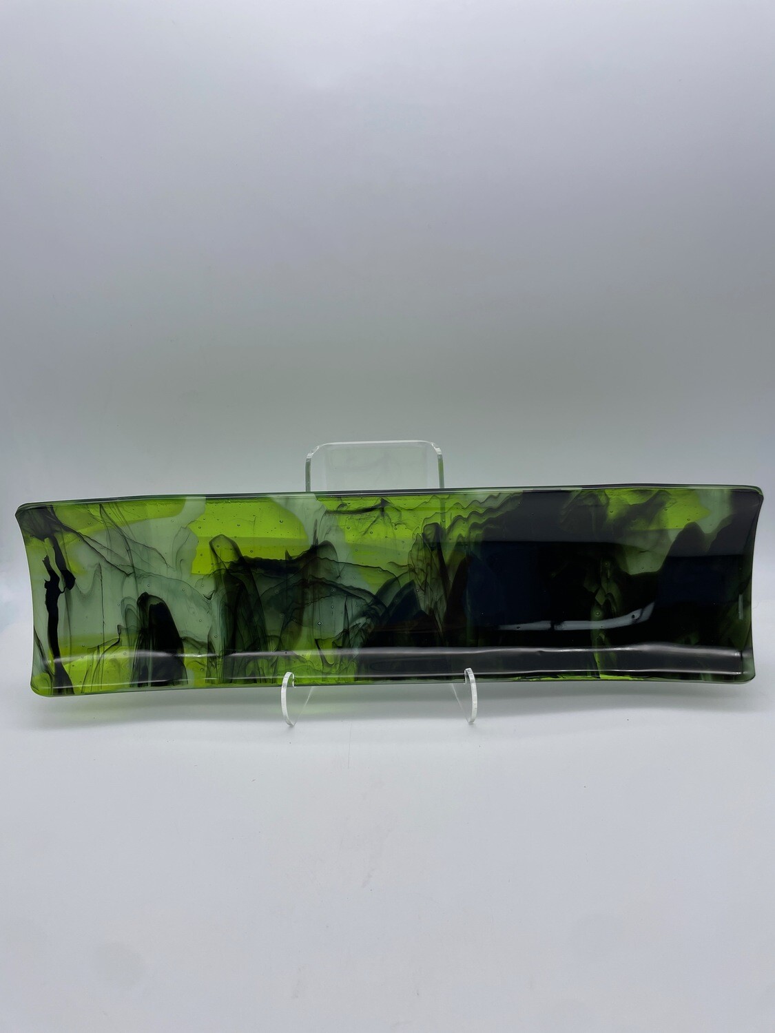 Spring Green and Black Wispy Channel Tray