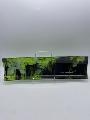 Spring Green and Black Wispy Channel Tray 21266