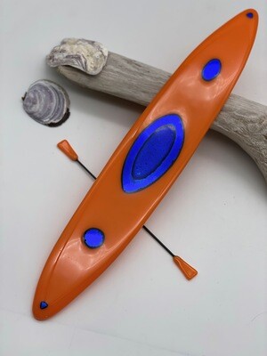Orange & Blues Fused Glass Kayak 22053