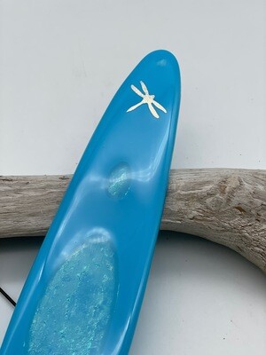 Turquoise Fused Glass Kayak with Dichroic accents