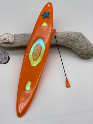 Orange Fused Glass Kayak. 22052
