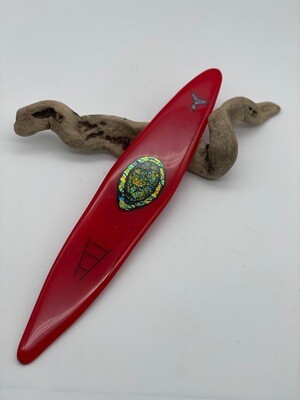 Red Fused Glass Kayak 22029