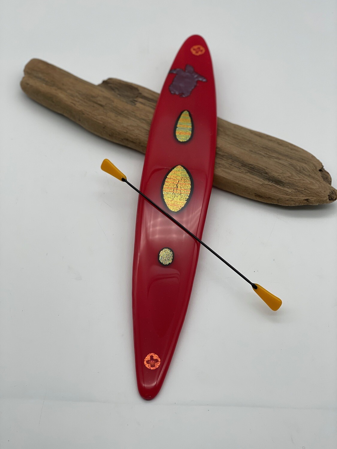Red Fused Glass Kayak
