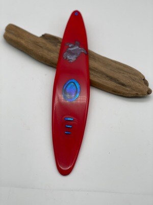 Red Fused Glass Kayak. 22024