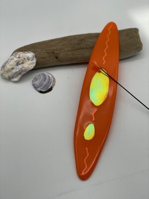 Bright Orange Fused Glass Kayak