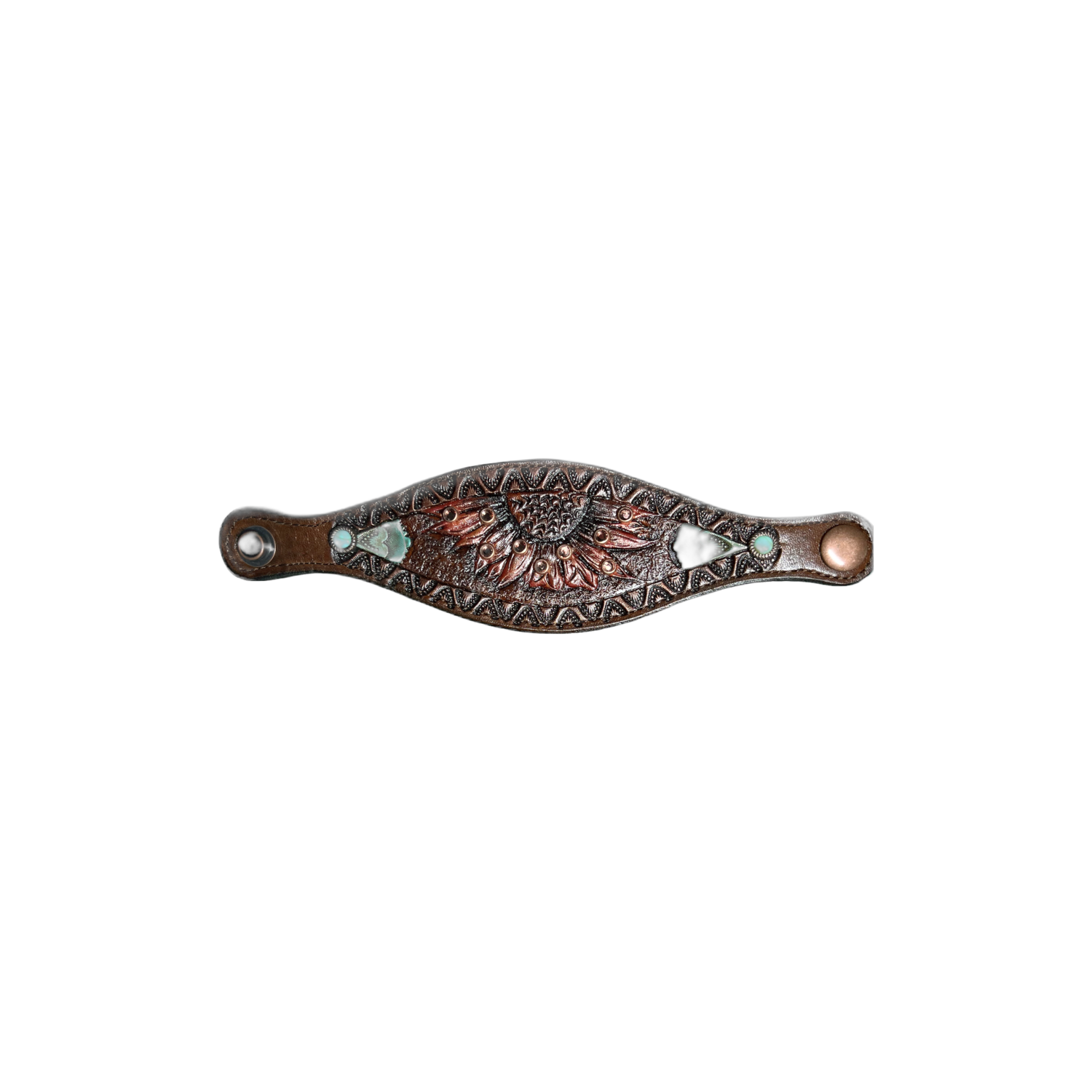 Hand Tooled Leather Cuff With Swarovski Crystals